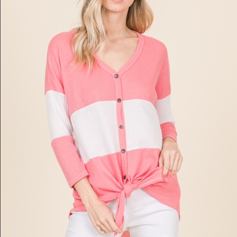 Coral & white top